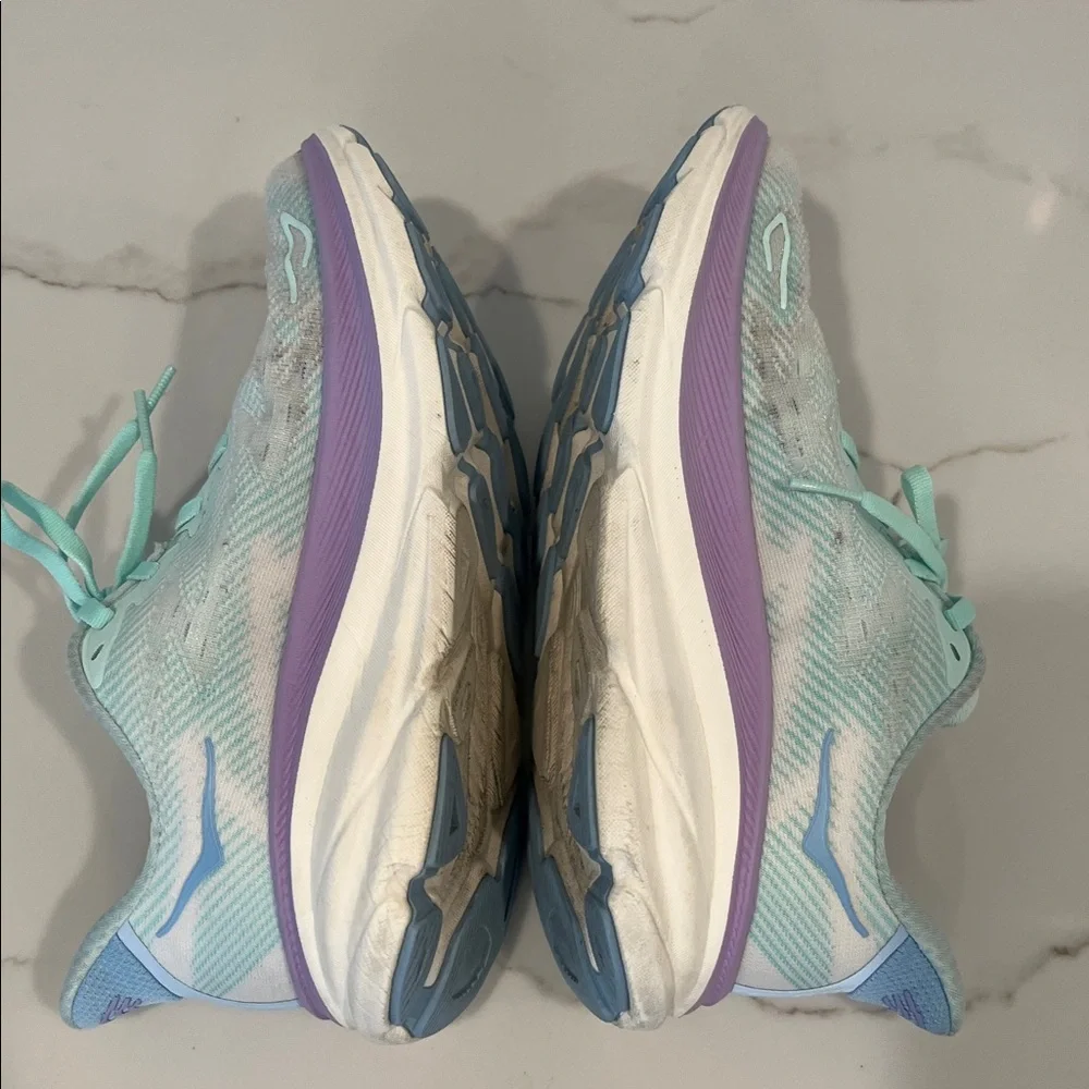 Hoka Women's Clifton 9 - Sunlit Ocean - Lilac Mist Sneakers - Picture 7 of 10